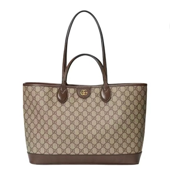 Gucci Handbags - Gucci Beige and Brown Signature Tote